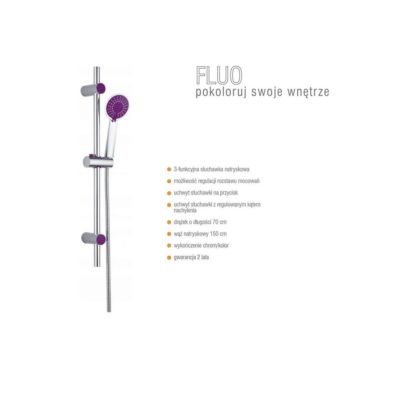 Zestaw Prysznicowy FLUO chrom Fiolet