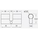 Wkładka Drzwiowa 30 x 30 mm Jednostronna z Gałką Mosiadz - Nikiel