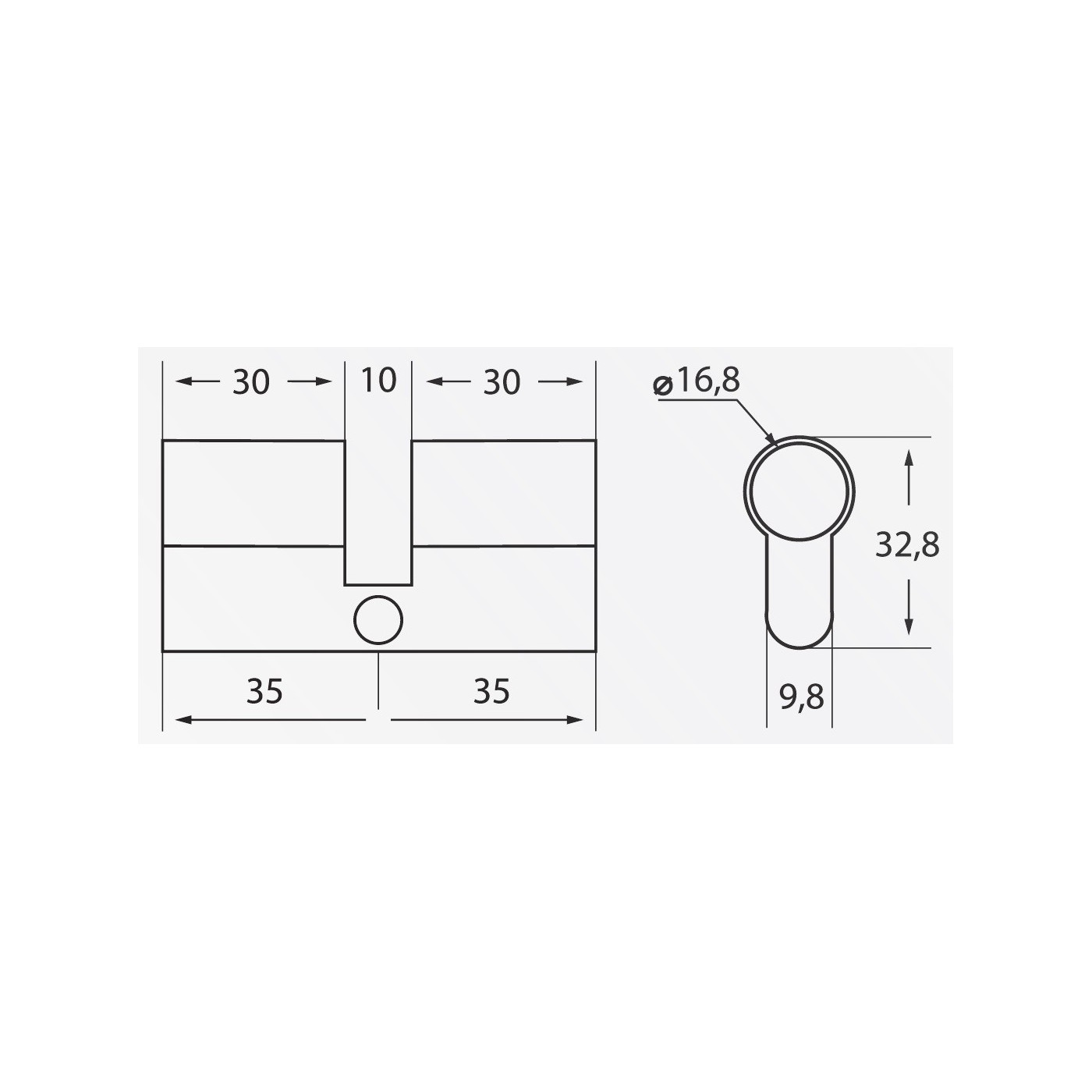 Wkładka Drzwiowa 30 x 30 mm Jednostronna z Gałką Mosiadz - Nikiel