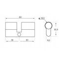 Wkładka 30 x 30 mm Dwustronna Nikiel 3 Klucze