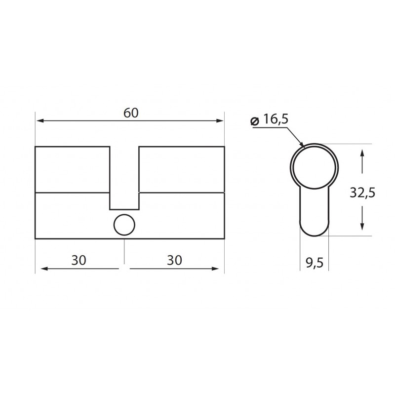 Wkładka 30 x 30 mm Dwustronna Nikiel 3 Klucze