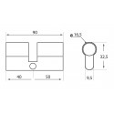Wkładka 40 x 50 mm Dwustronna Nikiel 3 Klucze