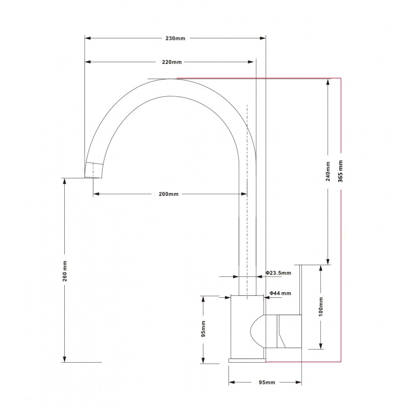 Bateria Zlewozmywakowa Stojąca MONO Inox