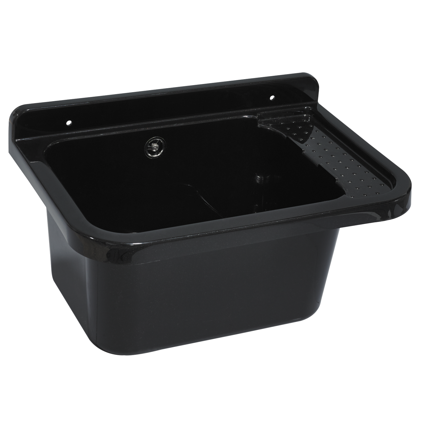 Zlew Gospodarczy Czarny 50 x 34 cm z Syfonem