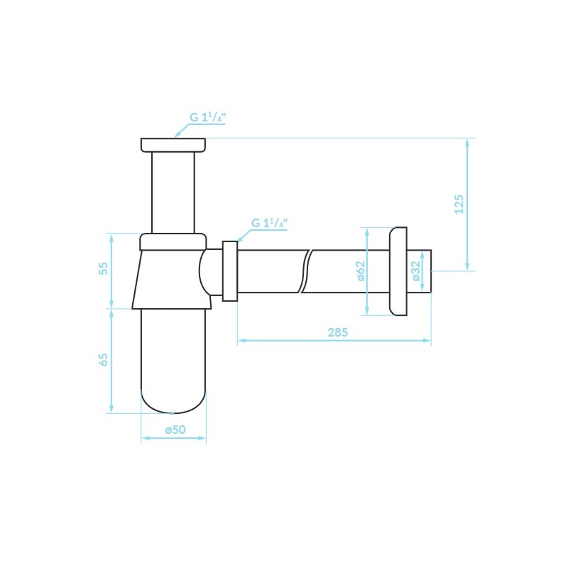 Syfon Umywalkowy Butelkowy Stalowy Różowe Złoto