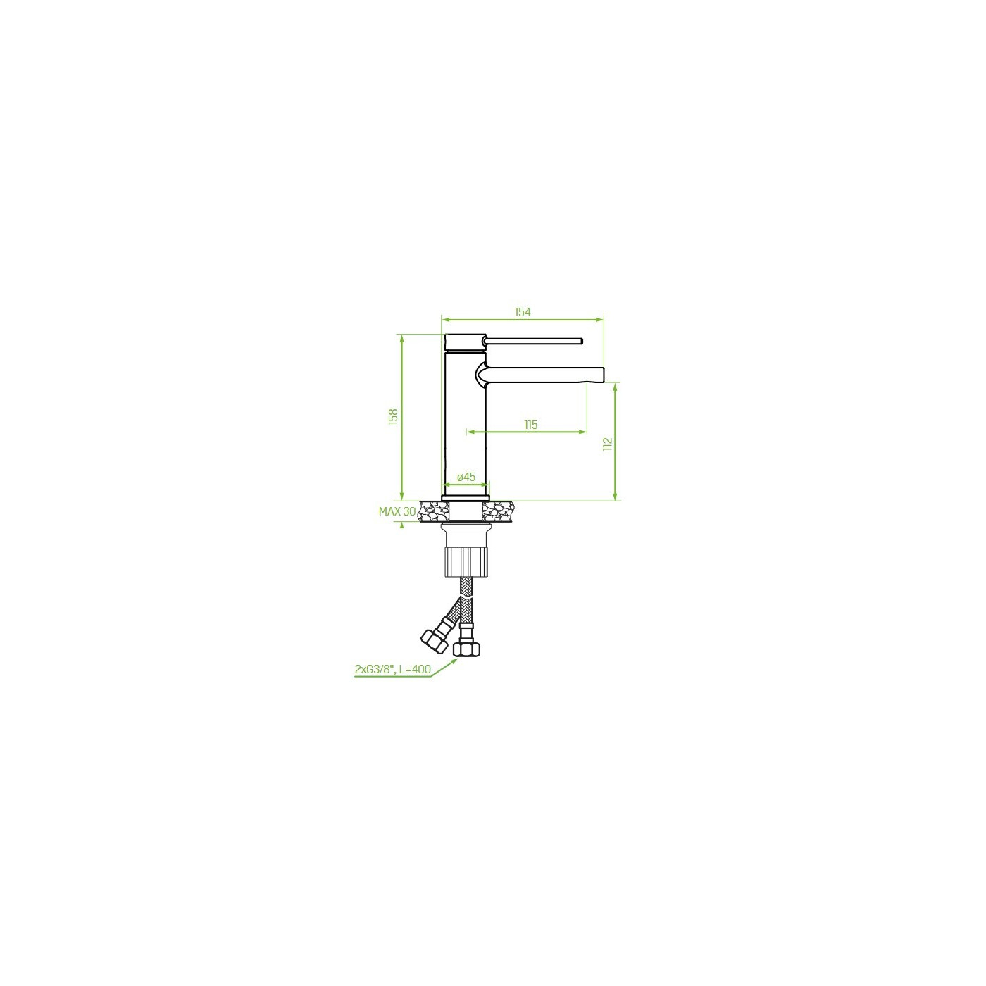 Bateria Umywalkowa Czarna PINAR