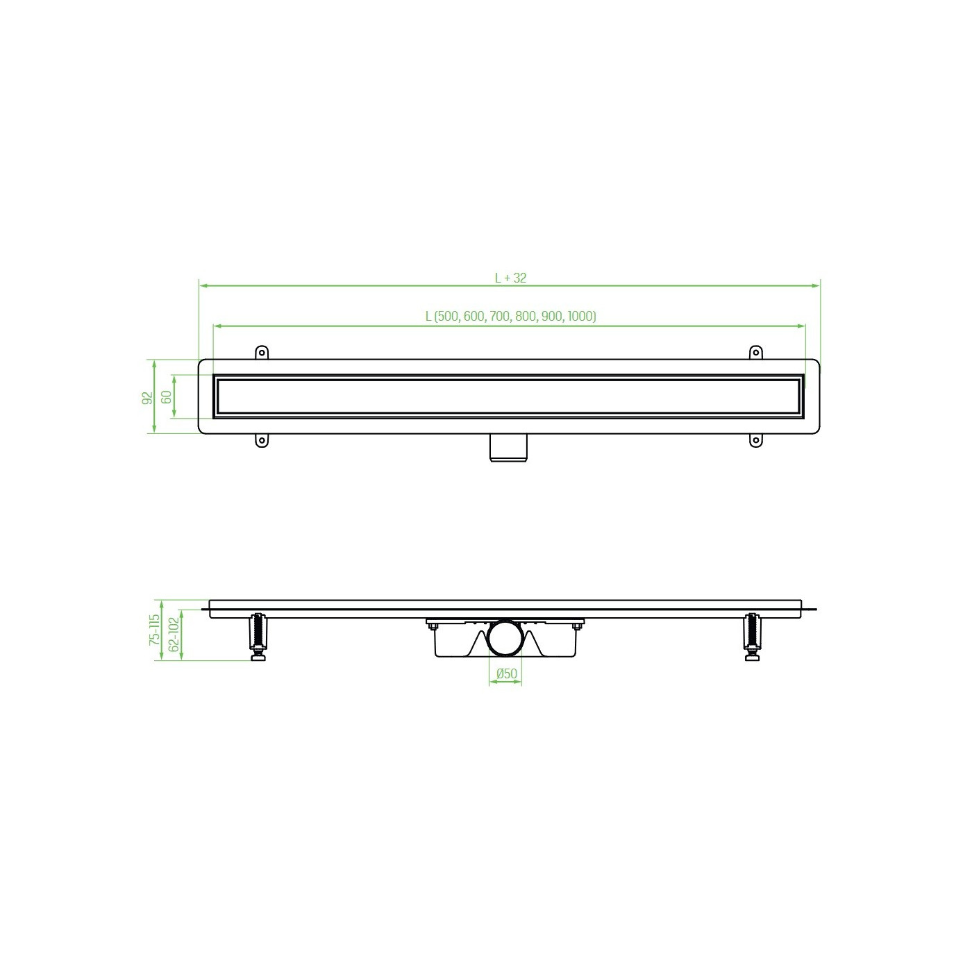 Odpływ Liniowy 60 cm Niski BASSO INOX