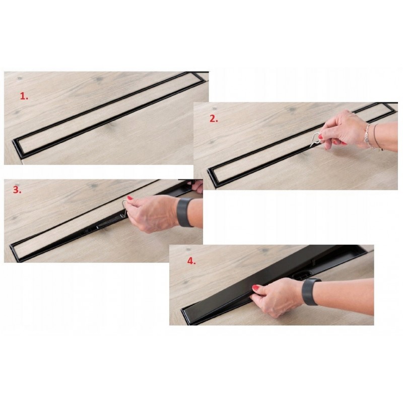 Odpływ Liniowy 90 cm Przyścienny Czarne Szkło COB_791S