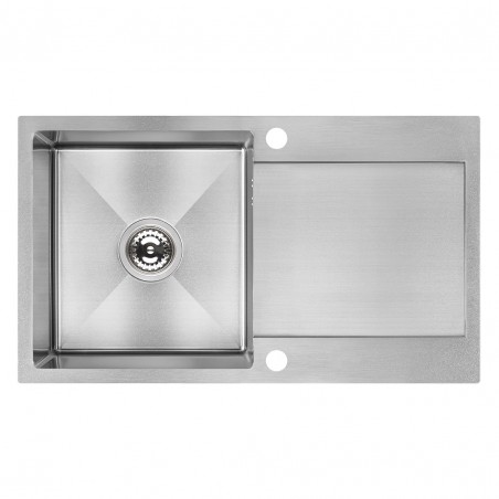 Zlew Zlewozmywak Jednokomorowy z Ociekaczem Stalowy z Syfonem INOX Marmara