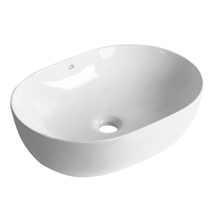 Umywalka Nablatowa Ceramiczna Owalna Biała Lomami