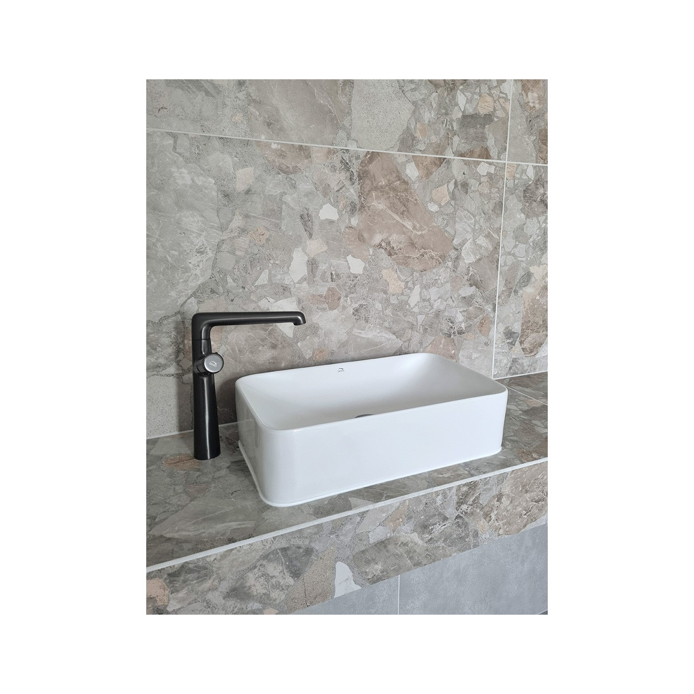 Umywalka Nablatowa Ceramiczna 48,5x29,5 cm Biała KVADRATO Laveo