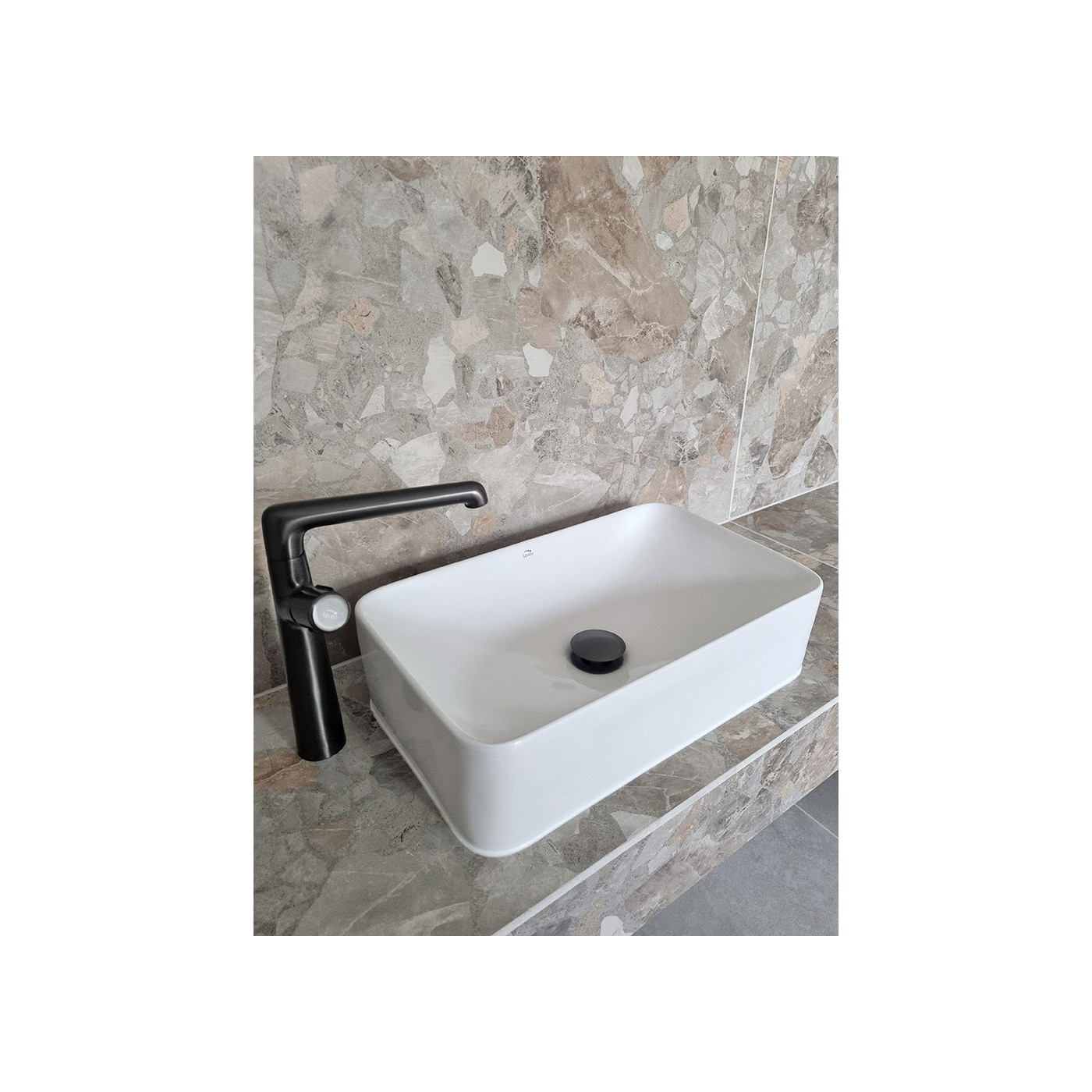 Umywalka Nablatowa Ceramiczna 48,5x29,5 cm Biała KVADRATO Laveo