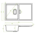 Zlewozmywak Granitowy 1 komorowy z ociekaczem 50x80cm z syfonem Beżowy TONGA Laveo