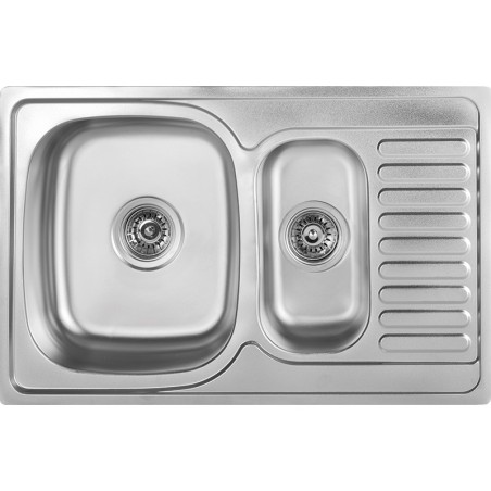 Zlewozmywak 1,5 komorowy Metalowy Wpuszczany z Ociekaczem INOX JUNAK Kuchinox