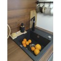 Zlewozmywak Granitowy 1 komorowy 44x44cm z syfonem Czarny TRZYNASTKA Laveo