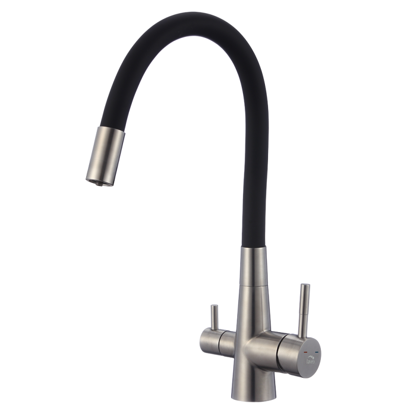 Bateria Kuchenna Riveco Filtr Stojąca Elastyczna Wylewka Stal Czarna
