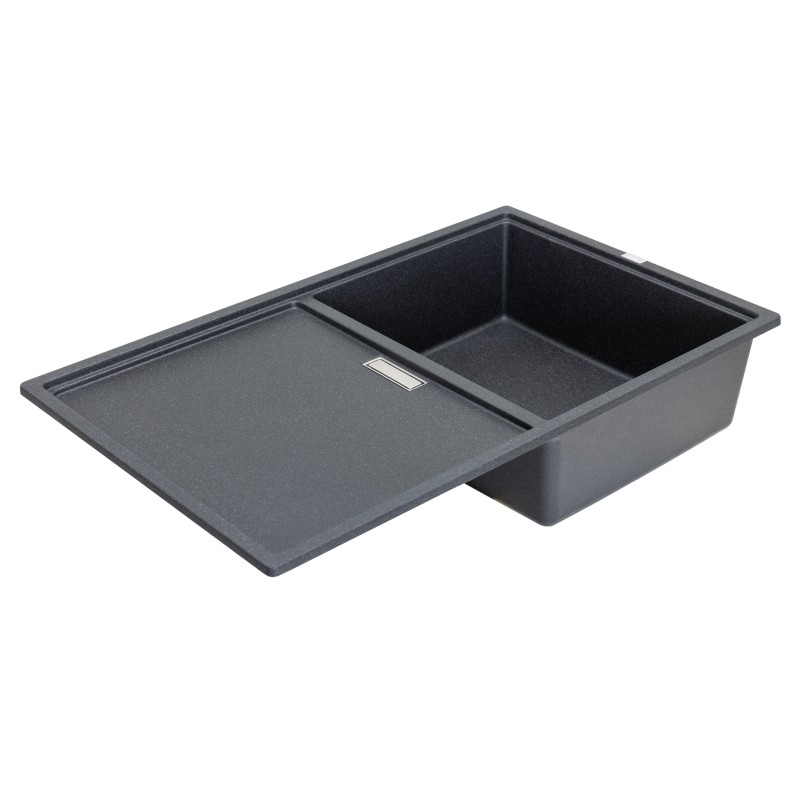 Zlewozmywak Granitowy 1 komorowy z ociekaczem 50x80cm z syfonem Czarny TONGA Laveo