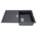 Zlewozmywak Granitowy 1 komorowy z ociekaczem 50x80cm z syfonem Czarny TONGA Laveo