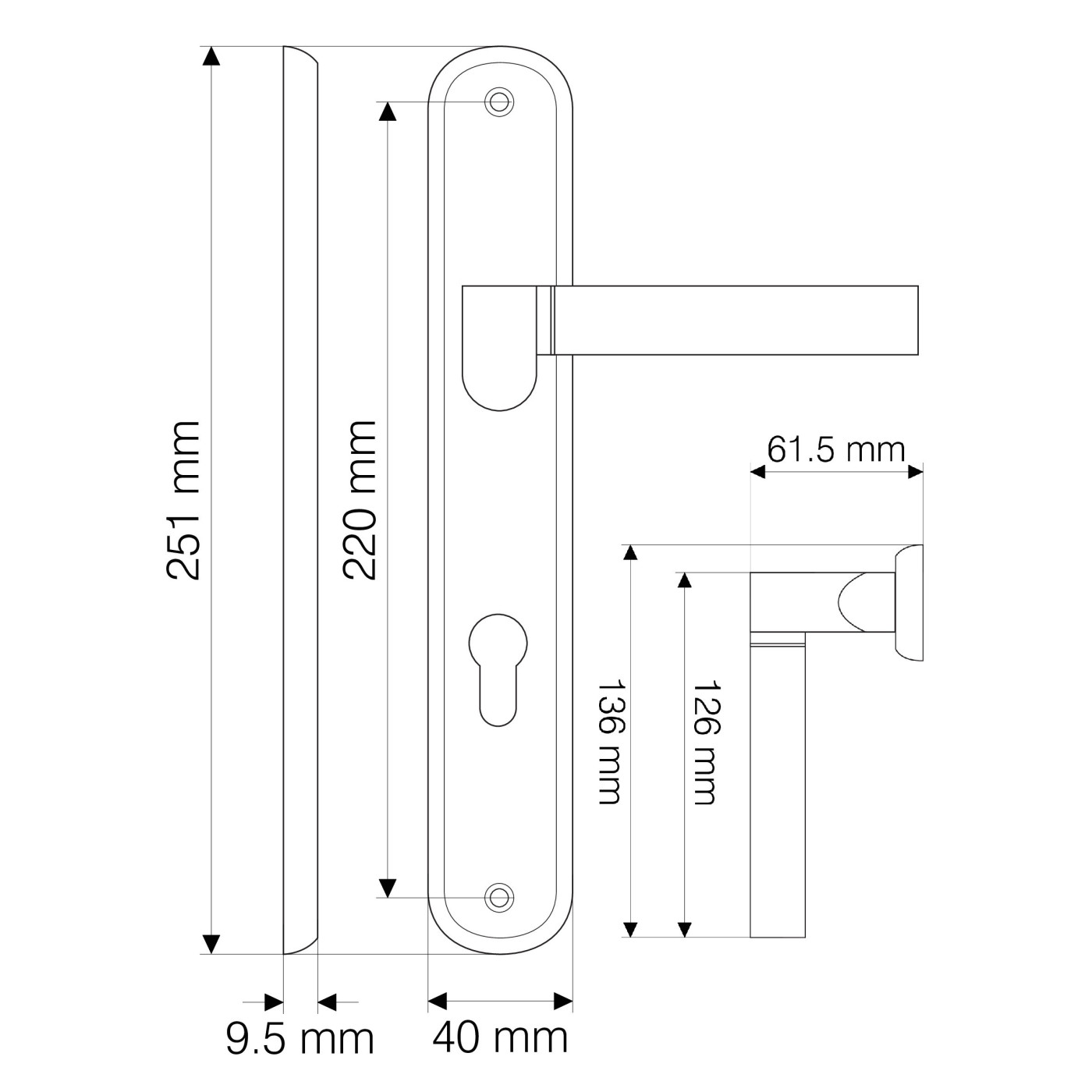 KUCHINOX Klamka Wewnętrzna LENA 72 mm