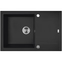 Zlewozmywak Granitowy 1 komorowy z ociekaczem 50x78cm syfon Czarny MEGALO Laveo
