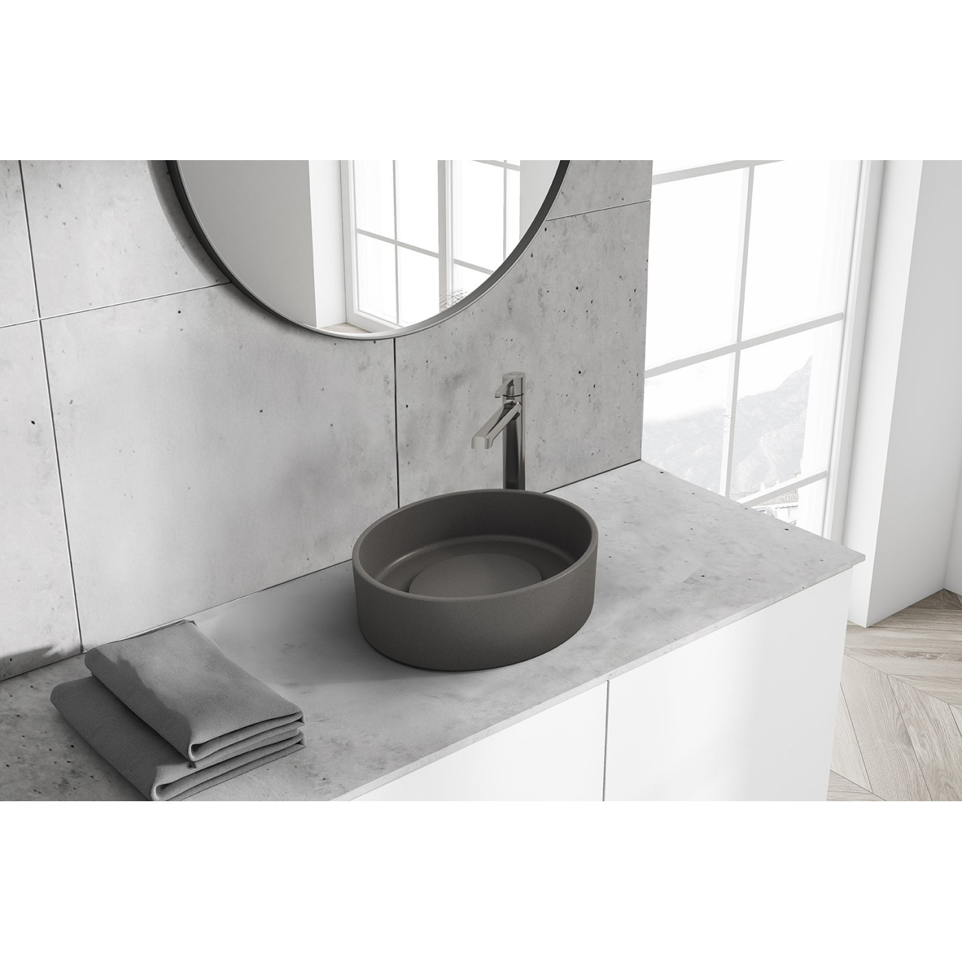 Bateria Umywalkowa Stojąca Nablatowa Chrom ALITA Laveo BVA_02ND
