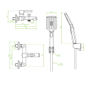 Bateria Wannowa Ścienna z Zestawem Natryskowym ALITA Chrom Laveo BVA_011D