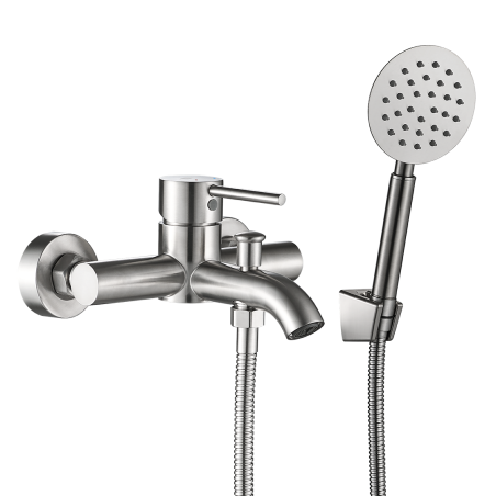 Bateria Wannowa Ścienna z zestawem natryskowym Srebrna NOIA BNK_211D