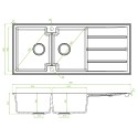 Zlewozmywak Granitowy Dwukomorowy Canaria Syfon 50x116cm Czarny Laveo SPC_721T