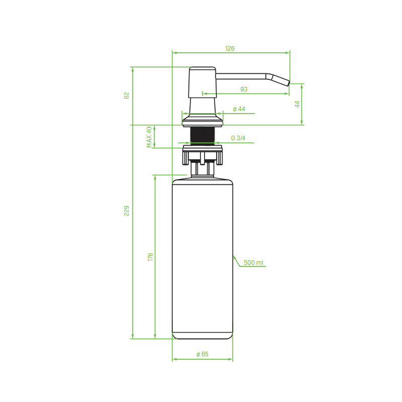 Dozownik na Płyn do Mycia Naczyń DROP Laveo 500 ml. OKD_730T