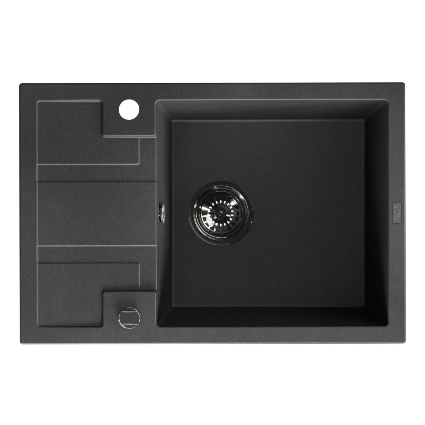 Zlew Zlewozmywak Jednokomorowy Czarny z Półociekaczem Barbados