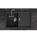 Zlewozmywak Granitowy 1 komorowy z ociekaczem 50x80cm z syfonem Czarny TONGA Laveo