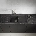 Zlewozmywak Granitowy 1 komorowy z ociekaczem 50x80cm z syfonem Czarny TONGA Laveo