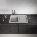 Zlewozmywak Granitowy 1 komorowy z ociekaczem 50x80cm z syfonem Szary TONGA Laveo