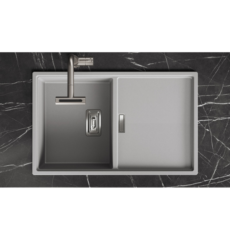 Zlewozmywak Granitowy 1 komorowy z ociekaczem 50x80cm z syfonem Szary TONGA Laveo