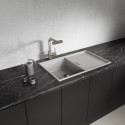 Zlewozmywak Granitowy 1 komorowy z ociekaczem 50x80cm z syfonem Szary TONGA Laveo