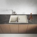 Zlewozmywak Granitowy 1 komorowy z ociekaczem 50x80cm z syfonem Beżowy TONGA Laveo