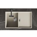 Zlewozmywak Granitowy 1 komorowy z ociekaczem 50x80cm z syfonem Beżowy TONGA Laveo