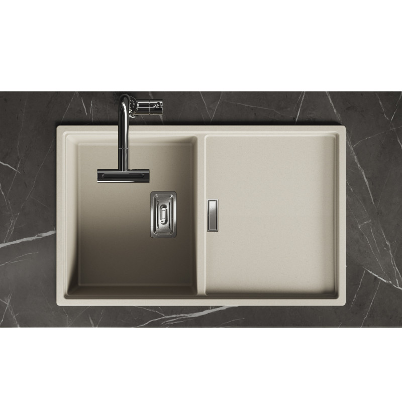 Zlewozmywak Granitowy 1 komorowy z ociekaczem 50x80cm z syfonem Beżowy TONGA Laveo